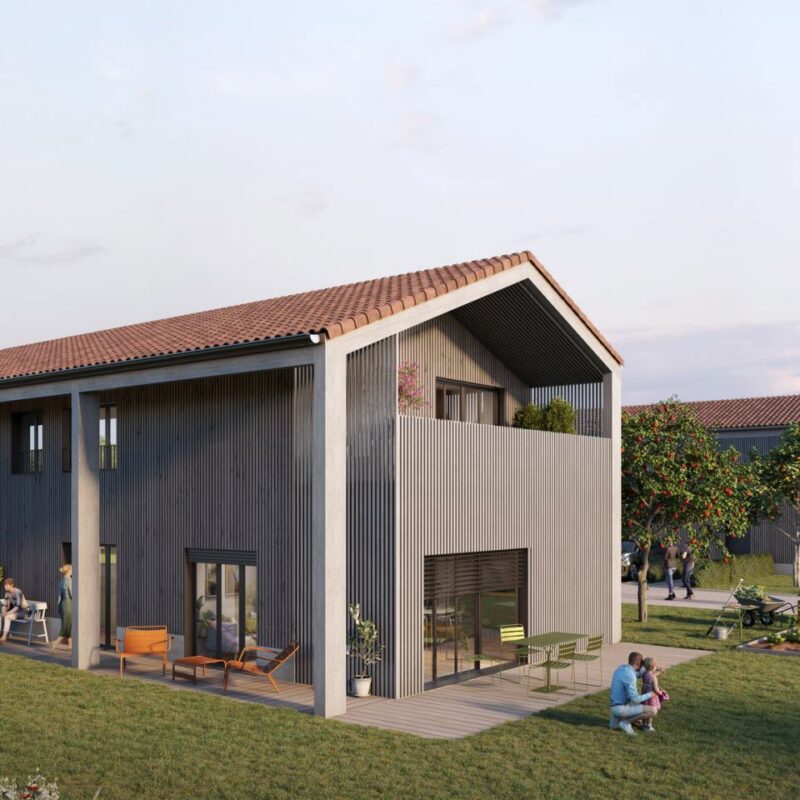 Image 3D de la construction d'un hameau dans l'Ain par la résidence senior MonSenior
