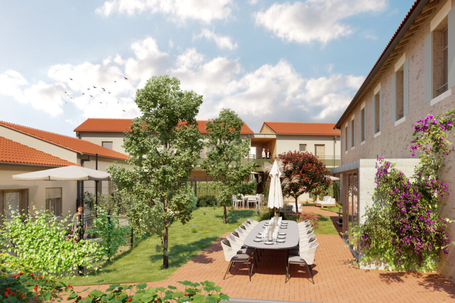 Image 3D d'un village senior le Clos Hameau