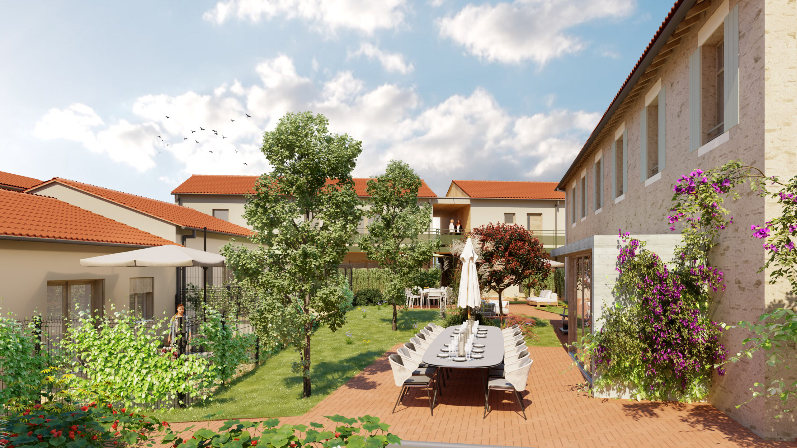 Image 3D d'un village senior le Clos Hameau