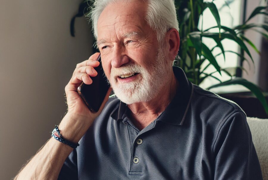 Image senior au téléphone généré par IA