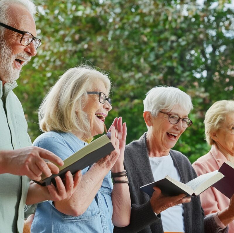 Groupe senior qui chante choral généré par IA