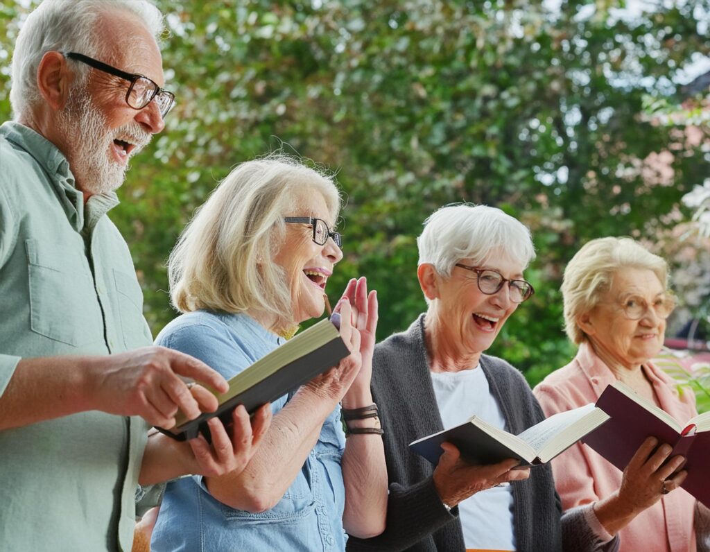 Groupe senior qui chante choral généré par IA