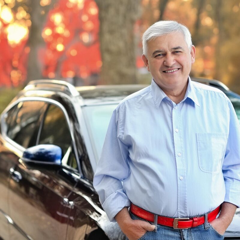 Image senior homme devant une voiture