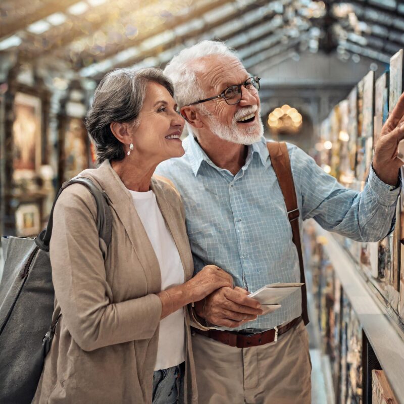 Couple senior au musée généré par IA