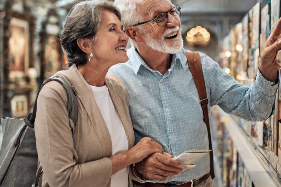 Couple senior au musée généré par IA