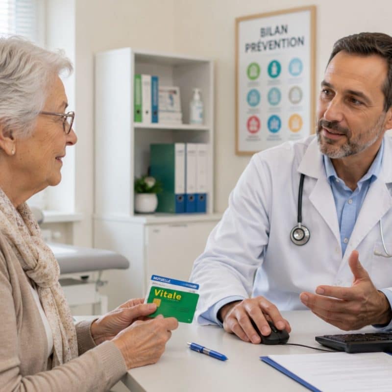 Une femme senior qui s'adresse à un médecin pour réaliser son bilan prévention