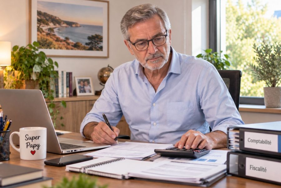 Homme senior en retraite progressive en tant que comptable