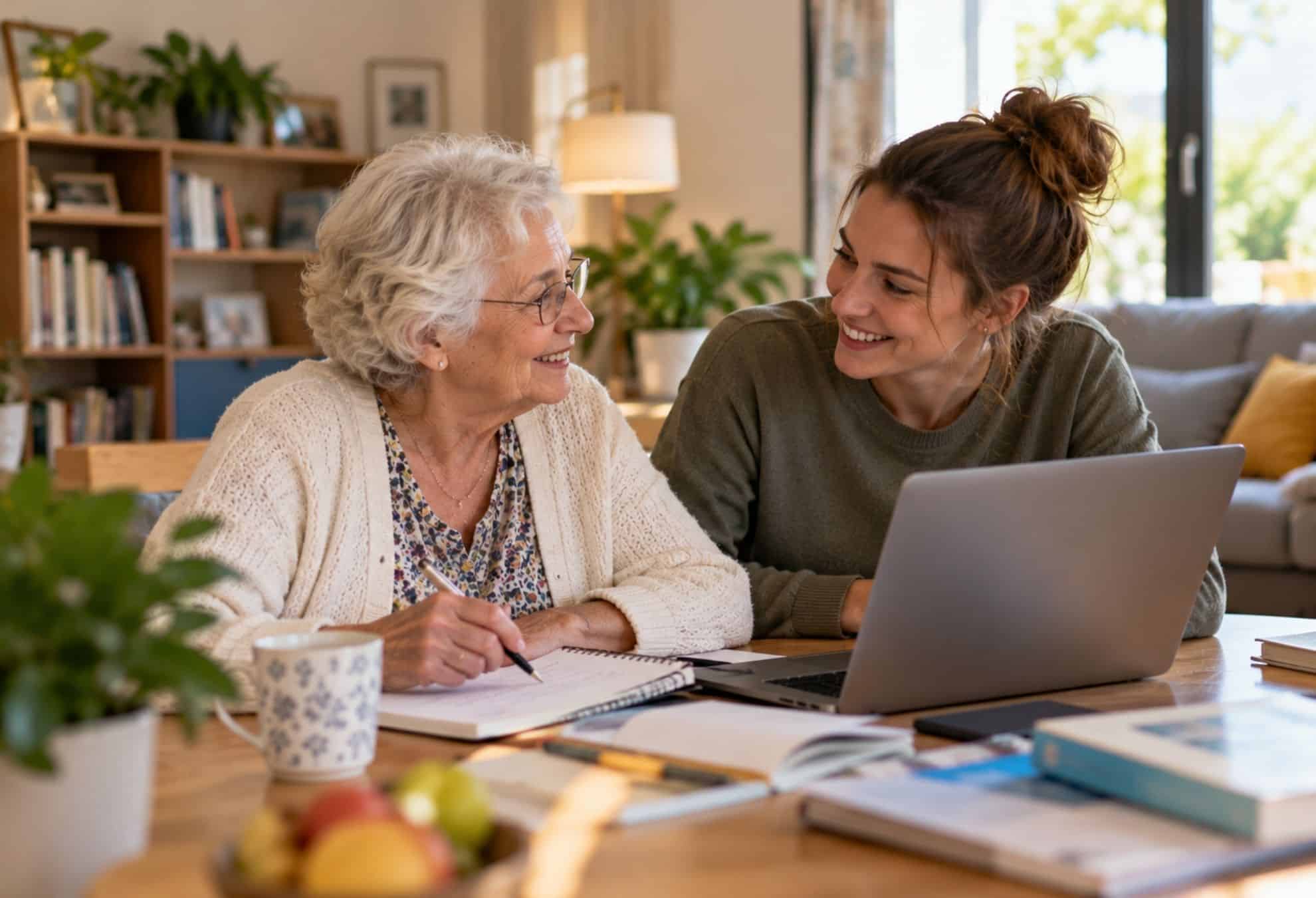Une femme senior et une jeune fille cohabite ensemble